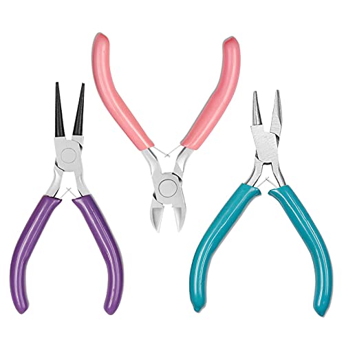 Jewelry Pliersï¼Œ3 Pcs Jewelry Making Pliers Tools for Jewelry Repair,Chain Nose Pliers/Needle Nose Pliers,Round Nose Pliers and Wire Cutter for Repairing Jewelry Beading,DIY Crafts.