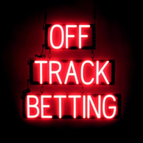SpellBrite OFF TRACK BETTING Sign | Gaming-Related Sign with Neon Look, Red LED Light Source | 24.9" x 23.8"