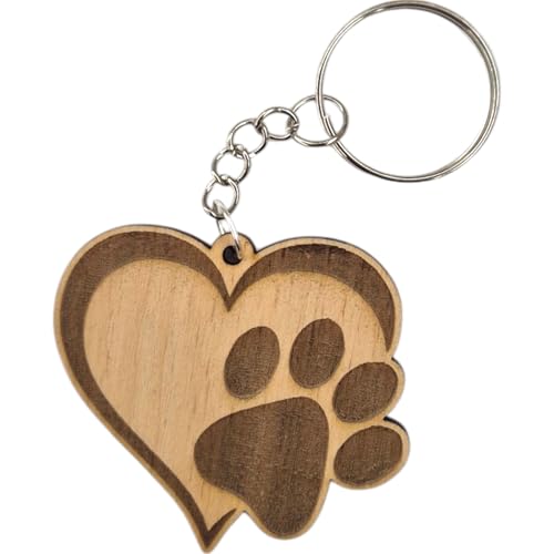SEABUZZ Schlüsselanhänger Hundepfote im Herz - Schlüsselanhänger Hund - Herzen Anhänger - Schlüsselring für Schlüssel - Pfote Glücksbringer - Schlüsselorganizer - Lucky Charms Keychain Cute – Geschenk