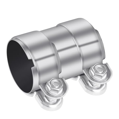 Abrazadera de Tubo de Escape, 60 mm x 95 mm Conector de Tubo de Escape Abrazadera Doble de Acero Inoxidable Sistema de Escape Universal