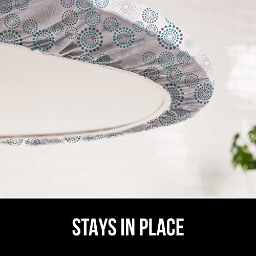 Gorilla Grip Vinyl Round Tablecloth, Fitted Elastic Edge Cover, Fade And Stain Resistant Table Cloths, Spill Proof Linen Covers For Indoor Dining, Outdoor Picnic Parties, Camping, 44" Turquoise Spiral #TOP2