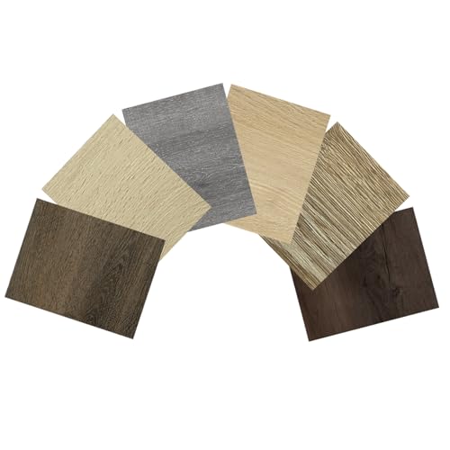MULGREAT 6-Pack Peel and Stick Floor Tile Samples, Waterproof Wood-Look