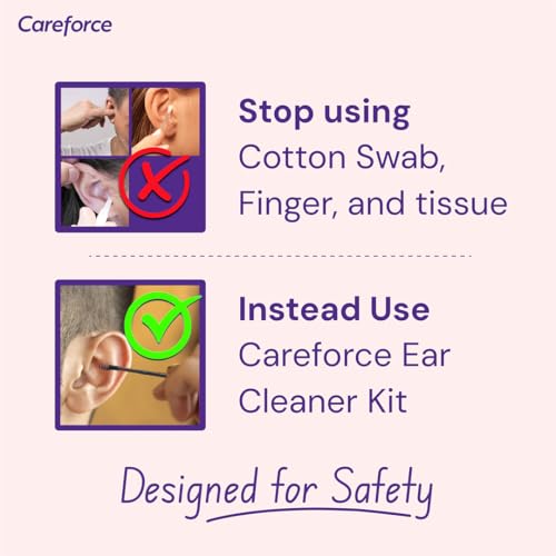 Image of Careforce - The Force Behind Your Health Ear Cleaning Kit Steel & Reusable With Storage Pack Tool Kit With Ear Curette Cleaner And Spring Ear Buds Cleaner 6 Pcs Set Black