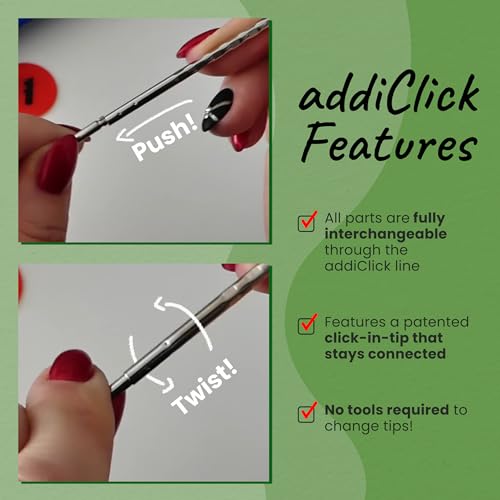 Image of skacel by addi addiClick Interchangeable Knitting Needles Set, Circular Needle Kit with Standard Rocket Plated Brass Tips and Nylon Cords