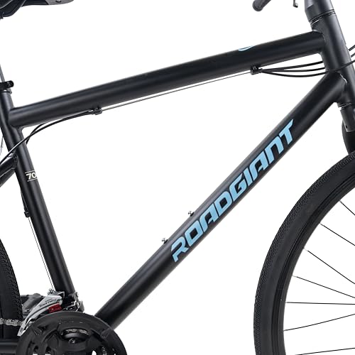 Image of ROADGIANT Retro 700 C | Hy-Bird City Bike | Steel Alloy Frame Bicycle | V- Brakes | 21 Speed Shimano | Rigid Fork | Unisex Bike |for All-Terrain Riding (Matt Black)