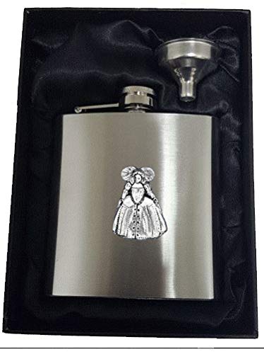 Flasque en acier inoxydable Reine Elizabeth I pp-h19 de 2,3 x 3,4 cm