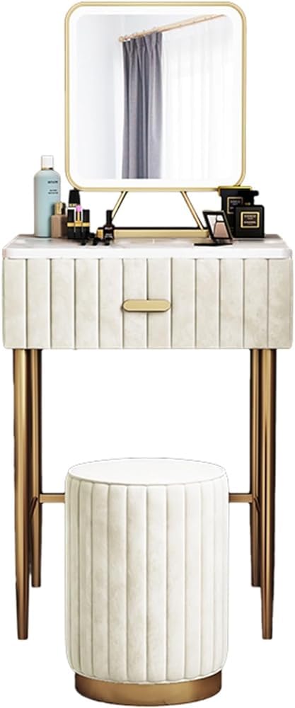 Ensemble bureau de maquillage avec miroir coiffeuse et tabouret