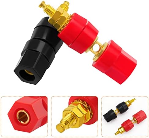 12 Sztuk 4mm Gniazdo Bananowe, KUOQIY Słupek do Mocowania Bananów Głośnik Wzmacniacz Audio Słupek do Mocowania, do Złącza Adaptera Bananowego, Czarny i Czerwony