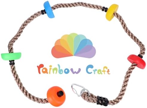 Rainbow Craft 6.5FT Colorful Climbing Rope with 5 Knotted Foothol...