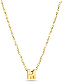 palmonas 18k Gold Plated Small Letter Necklace for Women - Gift for Girls & Women | Waterproof & Anti-Tarnish Necklace (Initial M)-picture-49