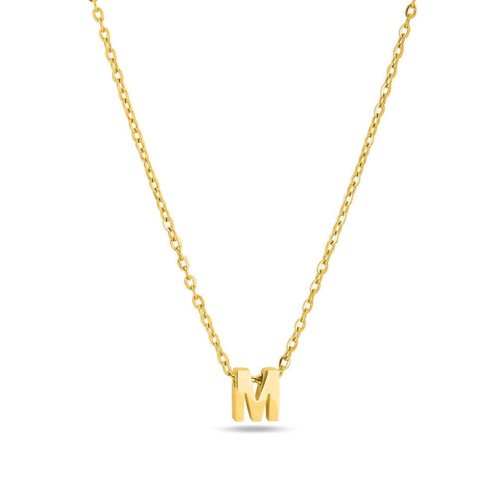 palmonas 18k Gold Plated Small Letter Necklace for Women - Gift for Girls & Women | Waterproof & Anti-Tarnish Necklace (Initial M)-picture-42