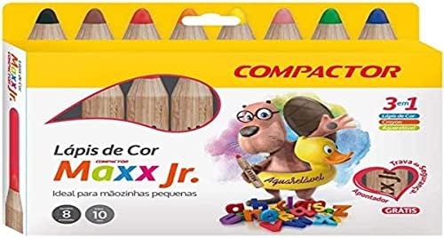 Lápis de Cor Compactor Maxx JR. 8 cores
