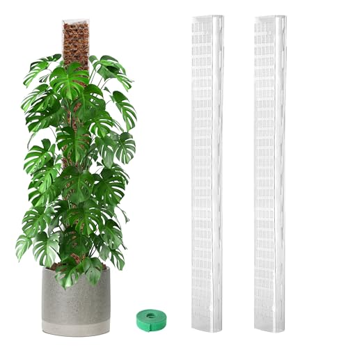 EOX 2 Pcs 36 Inch Plastic Moss Pole for Monstera Large D Shaped Poles for Climbing Plants Work with Sphagnum Moss 70 Inch Plant Stake Set of 2 Garden Ties