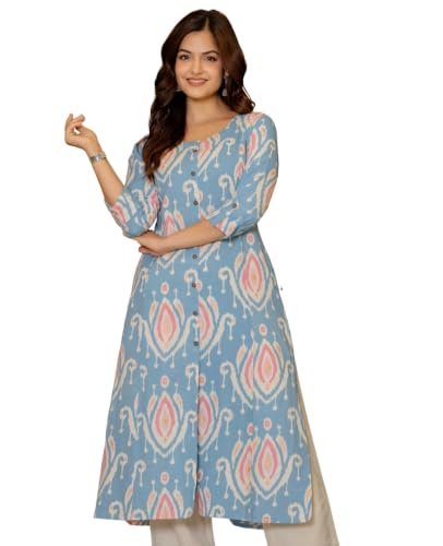 Image of Pistaa's Women's Cotton Relaxed Fit A Line Kurta