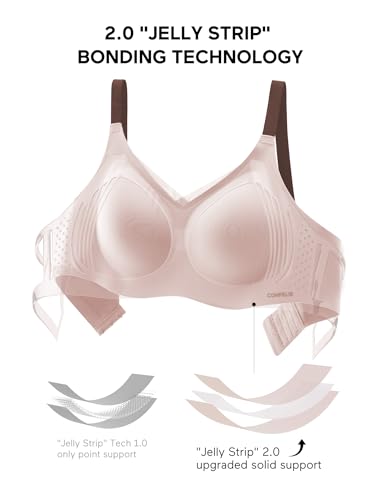Image of Wireless Bra with Support, Seamless Bra for Women, Mesh Elegance Shaping Bra with Contrast Colored Straps