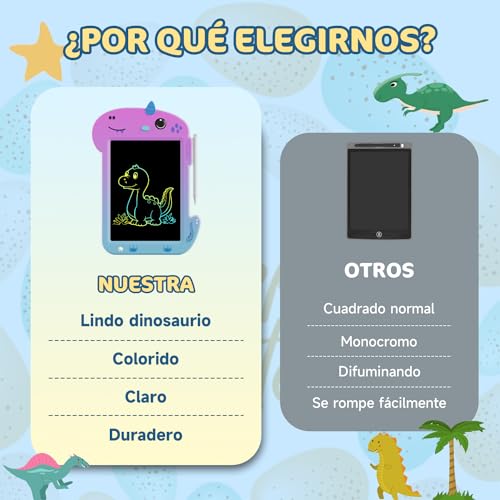 Tablet de Escritura LCD, Electight Tablet Escritura Pantalla Colorido, Juguetes Educativo con Borrable y Bloqueo Función, para Niñas y Niños de 3 4 5 6 7 Años, Morado Degradado - imagen 5