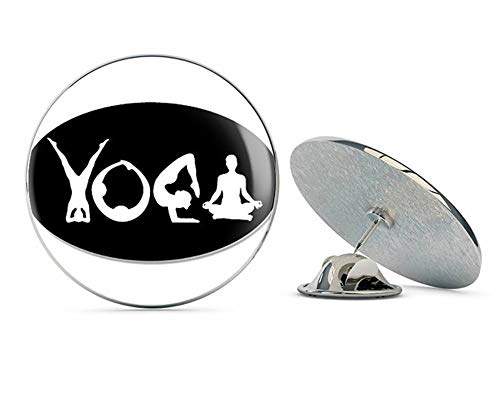 Black Oval Yoga Lettering with Poses (mat Love Namaste) Metal 0.75