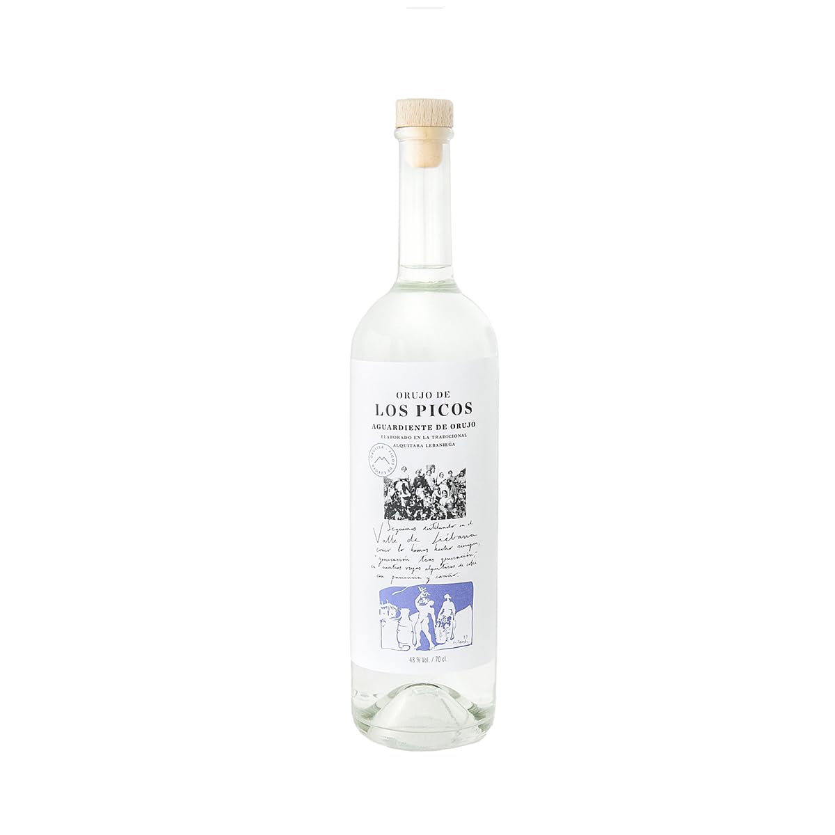 LOS PICOS Orujo Blanco - Destilado Artesanal de Liébana, 47% Vol., 70 cl - Auténtico Sabor Tradicional