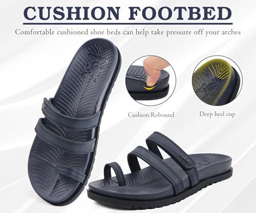 Image of KuaiLu Womens Slides Sandals With Arch Support Comfort Plantar Fasciitis