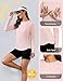 PINSPARK UPF 50+ Rash Guard for Women Hiking Shirt Quick Dry Workout Top Long Sleeve Crewneck Running Shirts, Pink Small
