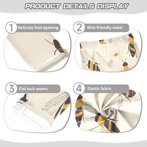 Toddler Girls Leggings Printed Yoga Pants Leggings Bees Texture Vector for Kids3