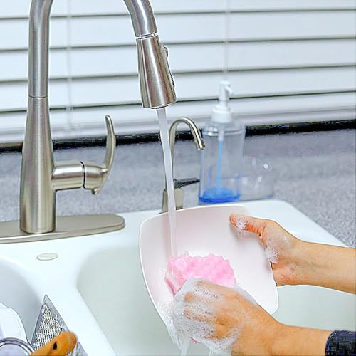 Image of Non-Scratch Scrub Sponges, 6 Pack, Odor Free, Gentle on Sink, Counters, Surfaces, Pots, Pans, for Dishwashing & Household Cleaning with 1Sponge Holder