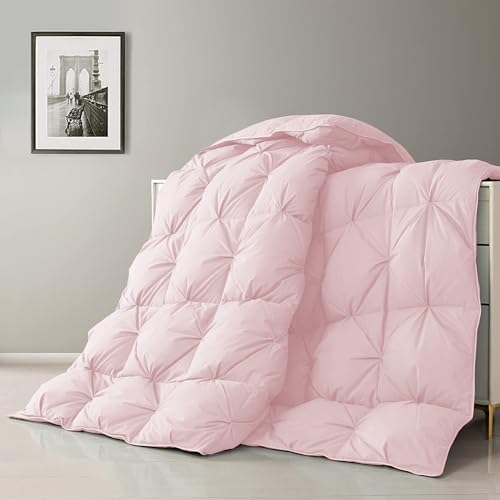 SLEEP-NEST Extra Wide King Comforter 138x122 Pinch Pleated Duvet Insert with 8 Corner tabs 1 Piece All Season Down Alternative 350 GSM Medium Warm Oversized Quilts Breathable, Baby Pink