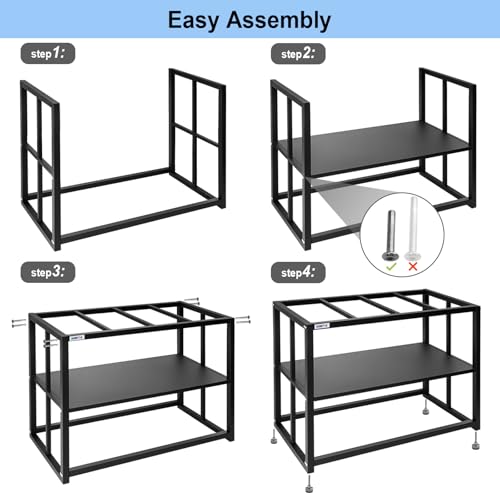 Fish Tank Stand Heavy Duty Metal Aquarium Stand 40 Gallon Tank Stand 660LBS 36.5" L x 18.5“W x29.5”H, Double Layer for Home and Office More Storage Space, Black - Image 6