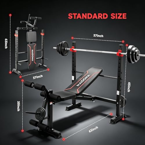 Image of MAIDOMA 1500LBS Foldable 8 IN 1 Weight Bench with Upgraded Leg Extension | Adjustable Flat Incline Decline Bench Press Set with Wide Squat Rack for Full Body Home Gym Workout (US Stock)