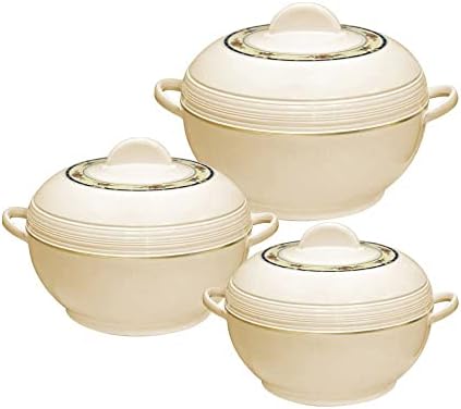 Asian Ambiente Large Food Warmer Hot Pot Set Of Insulated Casseroles 6 8 And 10 Litre