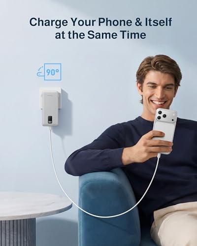 Image of charmast Power Bank 10000mAh Portable Charger with AC Plug and Built-in Cables for iOS and Type-C - Compact Battery Pack Travel Essentials External Phone Charger for iPhone 17 16 15 14, Samsung, iPad
