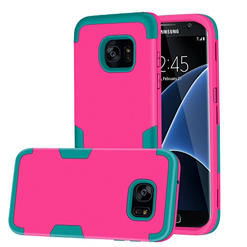 Galaxy S7 Edge Case, MCUK [Scratch Resistant] [Shock Absorption] 3 in 1 High Impact Hybrid Armor Defender Silicone Rubber Skin Hard Case Cover for Samsung Galaxy S7 Edge (Red Blue)