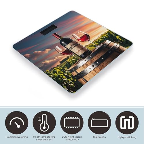 Báscula digital de baño VTCTOASY con diseño barril de vino miniatura 3