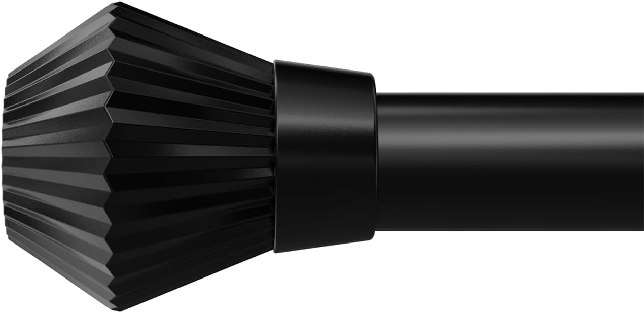 Curtain Rods for Windows 28 to 48 Inch, Black Curtain Rod Adjustable Drapery Rods with Exquisite Finial for Living Room, Bedroom, Kitchen, Outdoor Patio, Black Black 1 28"-48"