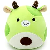 Gudisi Avocado Cow Plush Toy Pillow Cute Stuffed Animal Soft Plushie Doll Gift for Kids Boys Girls Green 8 inch