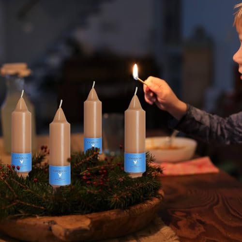 Image of 5 Inch Light Brown Unscented Short Taper Candles 4 Pcs