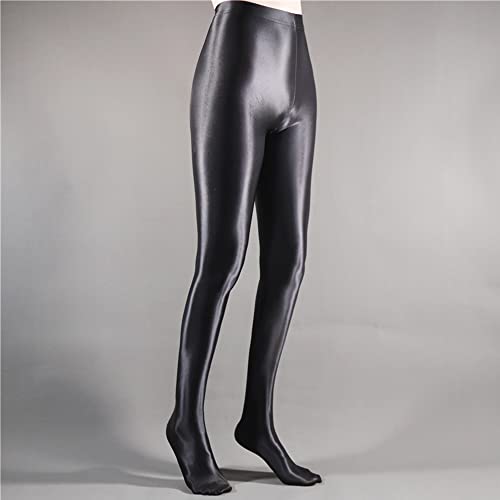 Image of cloudmall Women Sexy Semi Opaque Pantyhose Running Tights Yoga Leggings Oil Shiny Stocking