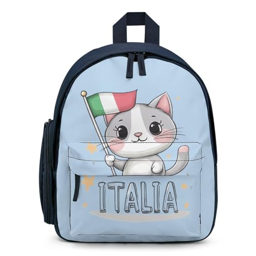 Italia Cat Italian Flag Cute Backpack Small Daily Daypack Travel Shoulder Bag with Adjustable Strap Graphic Print