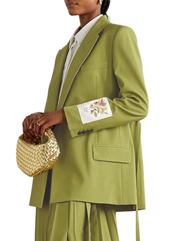 Womens Blazer Loose Mid Length Long Sleeve Casual Business Suit Jacket Notched Lapel Office Blazer Coat