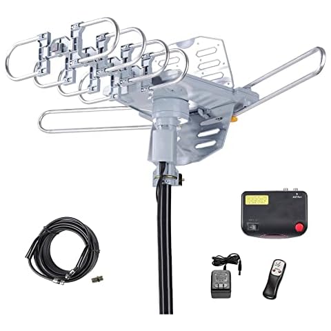 McDuory Amplified Digital Outdoor HDTV Antenna 150 Miles Long Range - 360 Degree Rotation Infrared Control - Tools Free Installation - Support 2 TVs Cover