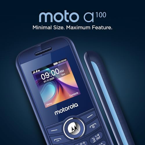 Image of Motorola All-New A100 Single Sim keypad Phone | 2 Years Replacement | Long Lasting Battery | Loud Sound | Wireless FM | (Blue)