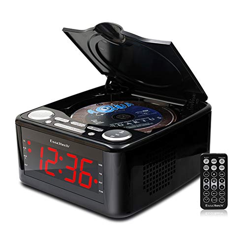 CD-Player Mit Drive, Stereo-Lautsprecher-Wecker USB Pränatale Bildung/WMA FM Music Broadcast Auxiliary-Eingang MP3 Kopfhörer-Ausgang,Schwarz