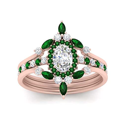 Image of 55Carat Choose Your Gemstone Oval Halo Antique Engagement Ring Rose Gold Plated Oval Shape Vintage Engagement Rings Everyday Jewelry Wedding Jewelry Handmade Gifts for Wife US Size 4 to 12