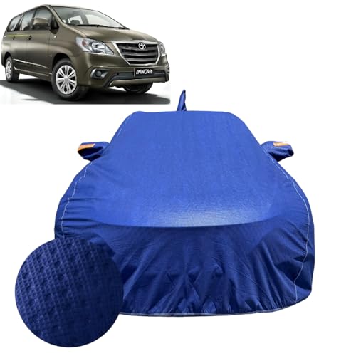 Image of Car Cover for Toyota Innova (2005-2016) | 100% Waterproof Cover with Antenna & Reflective Mirror Pockets | Dustproof, Scratchproof, Heatproof Innova Car Cover |Soft Cotton Lining| Blue