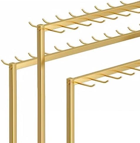 Metal Belt Display Rack, Freestanding Hanging Rack Drying Rack For Belts/Ties/Scarves/Socks, Multifunctional Underwear Display Stand With 3 Hanging Rails,Gold,70cm,Friendly32
