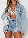 Justalwart Fringe Jean Jacket Women Oversized Denim Jacket (XL, Oversized Denim Jacket With Fringe Trimming)