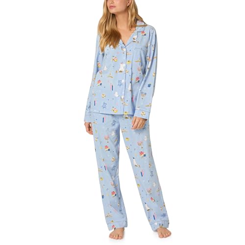 Bed Head PJs Womens Holiday Prints - Organic Cotton Sleepwear & Loungewear - Matching Long Sleeve Button Down Pajamas Shirt & PJ Pants Sets for Women Hanukkah Love & Light