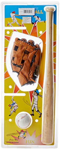 AX Esportes YW274-ME Kit Taco De Baseball em Madeira e Bola e Luva (YW274)