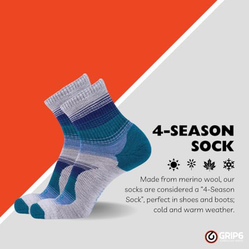 Image of GRIP6 Wool Micro-Crew Socks: Lightweight Wool Socks for Hiking, All Day Comfort - Wicking Crew Socks for Men and Women