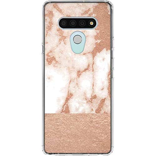 Skinit Clear Phone Case Compatible with LG Stylo 6 - White Rose Gold Marble Design